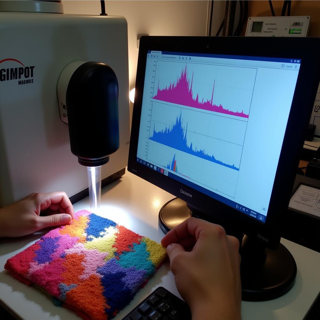 Spectrophotometer Analyzing Fabric Color