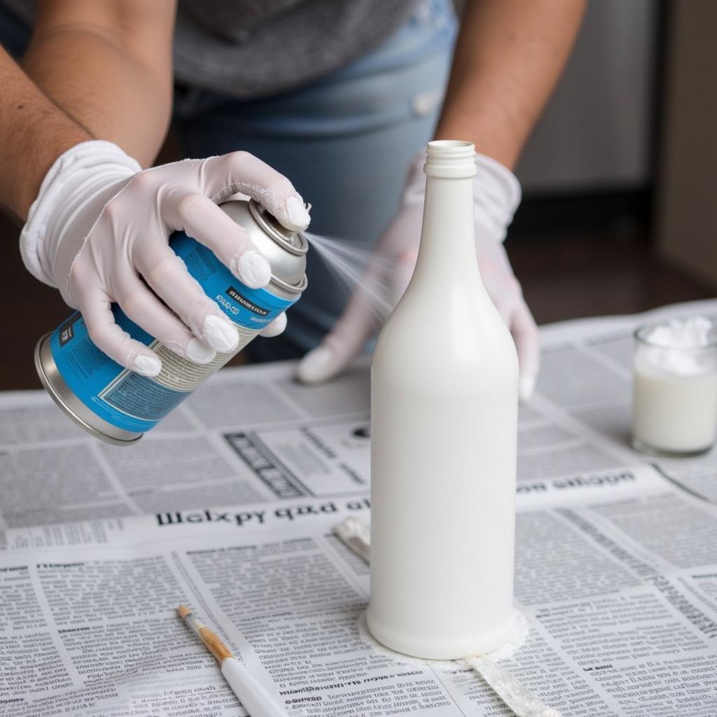 Spray Painting Glass Bottles