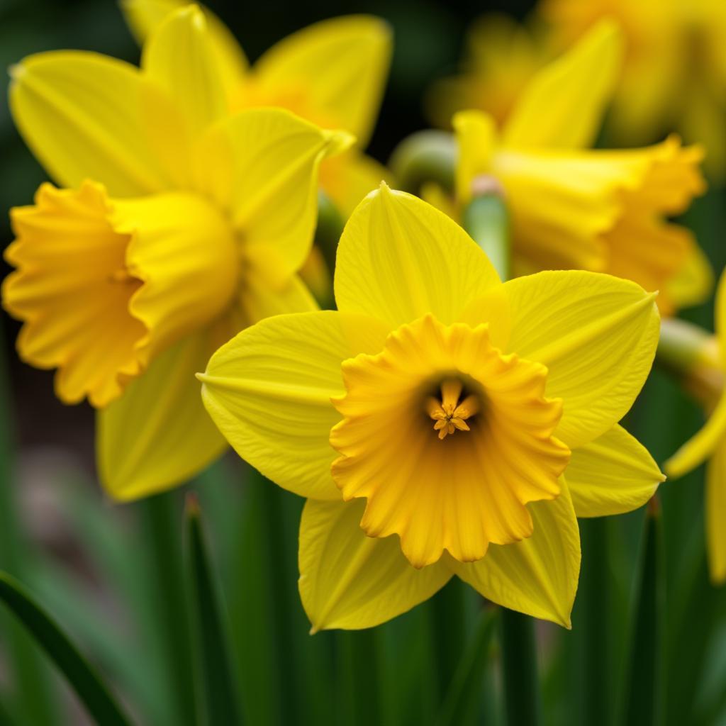 Yellow daffodils blooming in spring