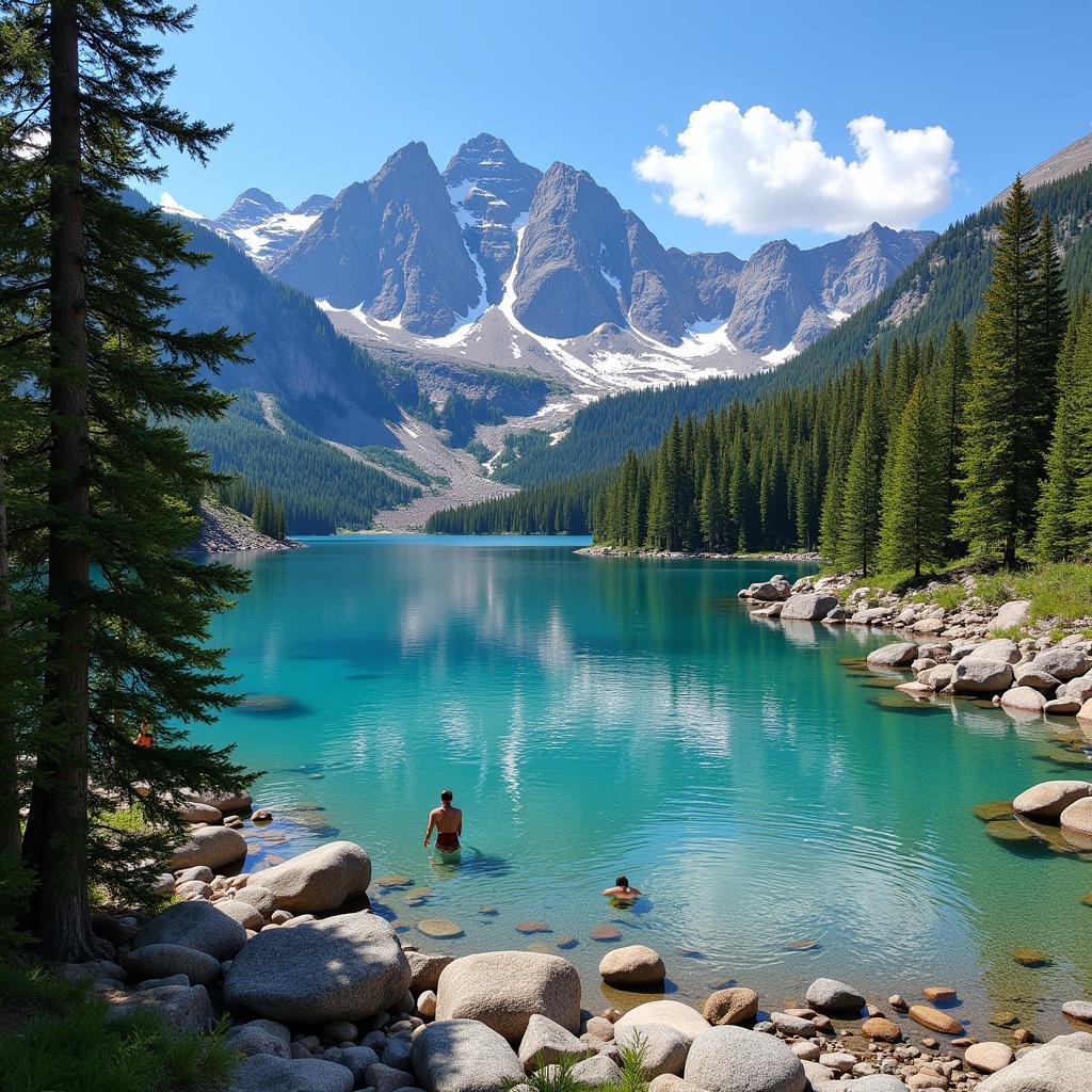 Swimming in a high alpine lake in Colorado