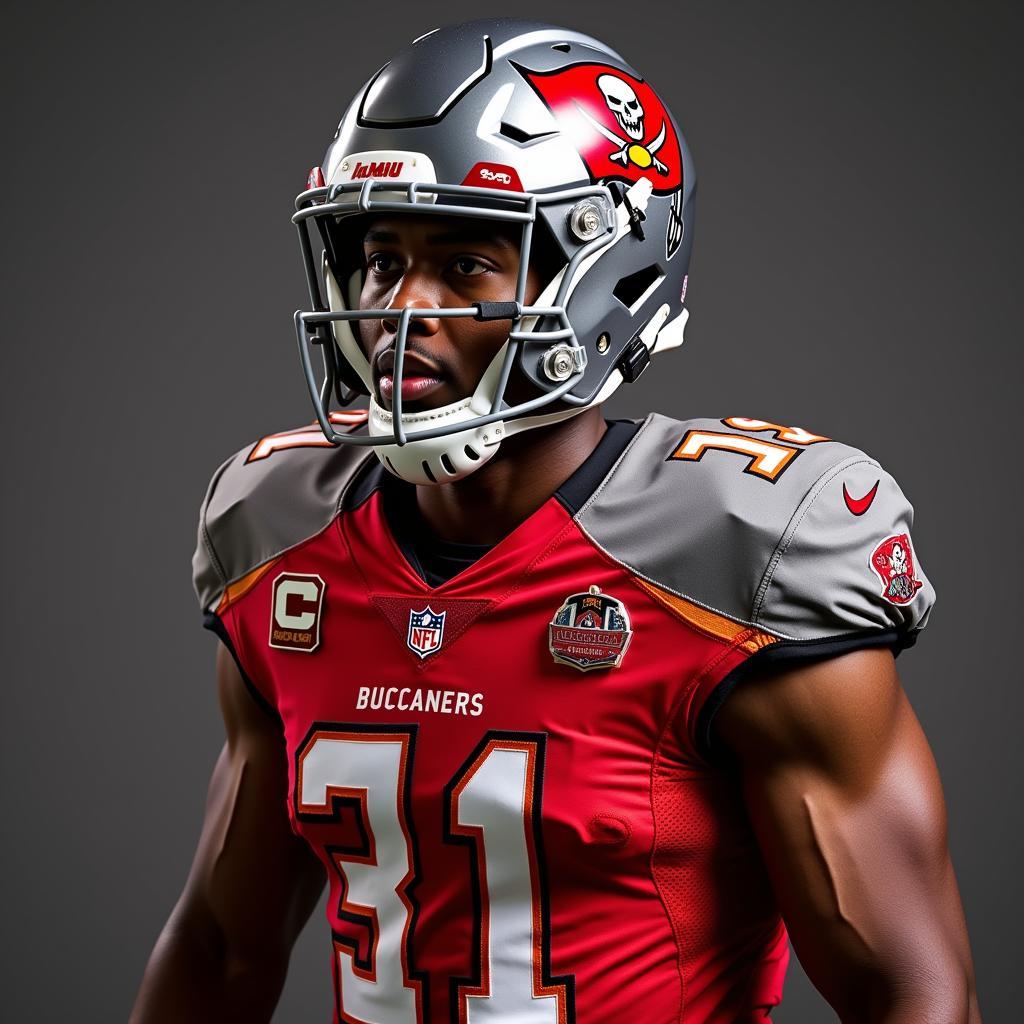 Tampa Bay Buccaneers Uniform in Pewter Silver, Buccaneer Red, and Bay Orange