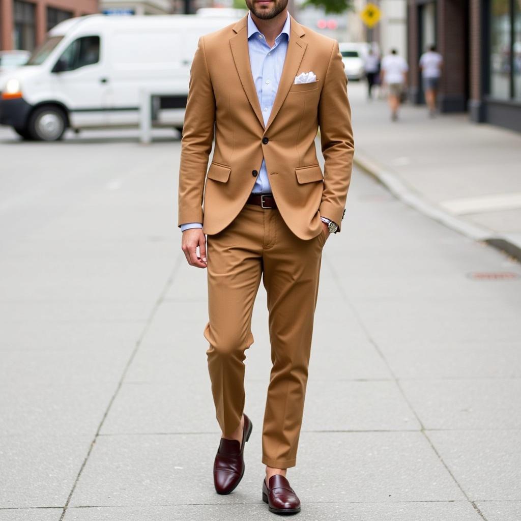 Tan Suit with Burgundy Shoes: A Stylish Combination