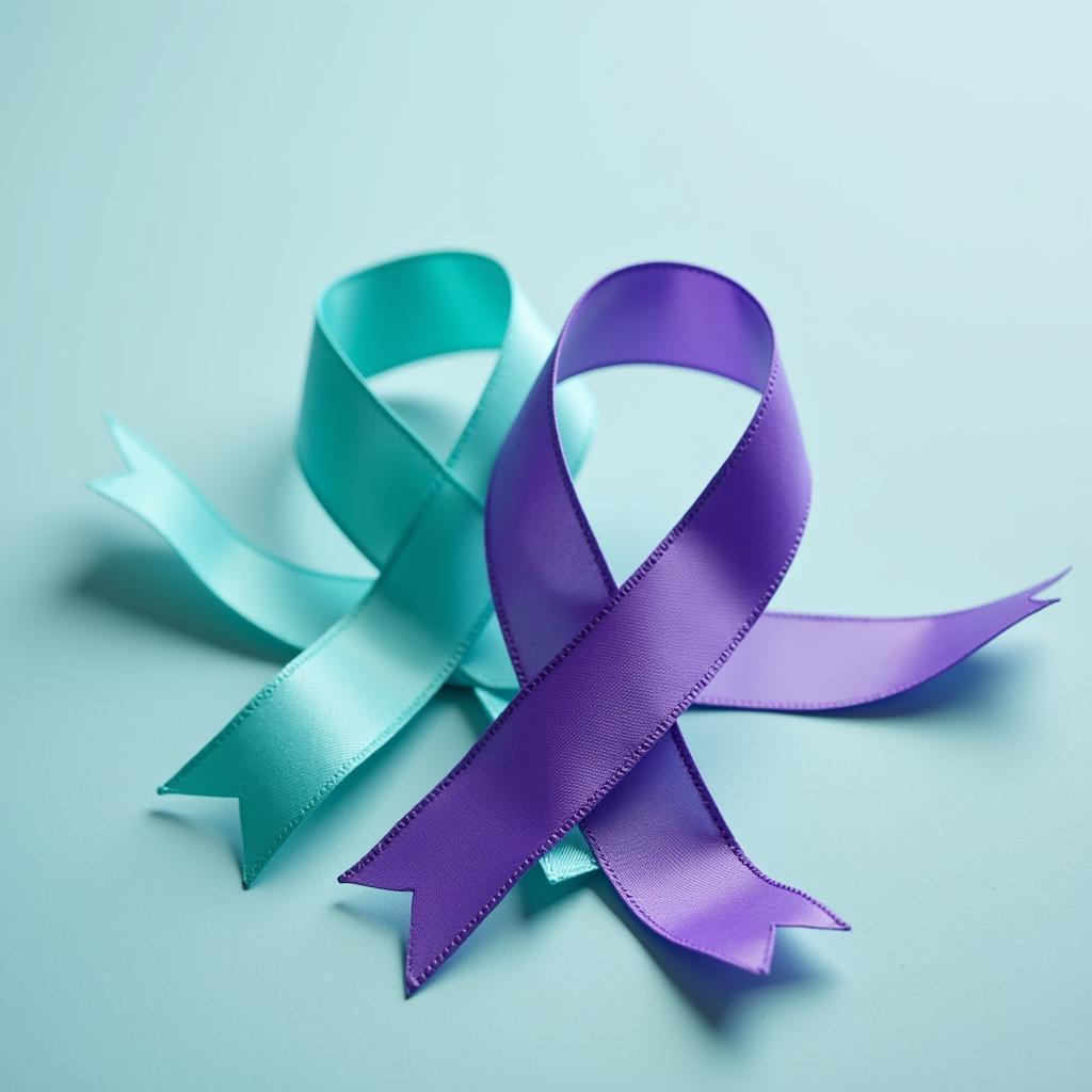 Teal and Purple Ribbons: Symbols of Hope and Remembrance