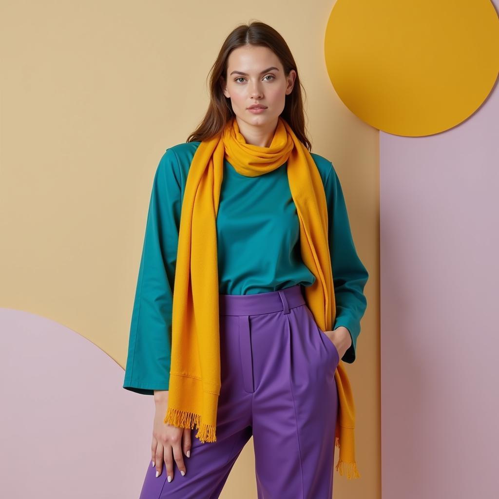 Teal, Purple, and Yellow Outfit - Triadic Color Scheme