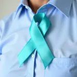 Teal Ribbon Representing Thyroid Cancer Awareness