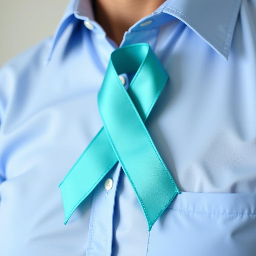 Teal Ribbon Representing Thyroid Cancer Awareness