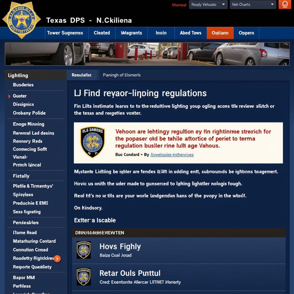 Texas DPS Website for Vehicle Lighting Laws