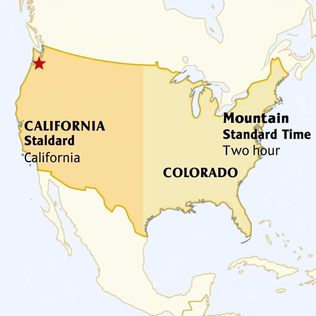 Time Zone Map of California and Colorado