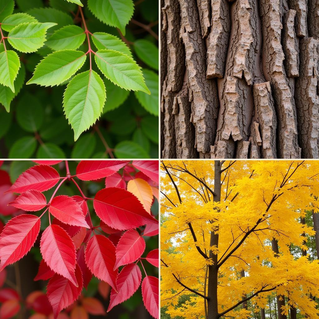 Tree Color Variations: Green, Brown, Red, and Yellow