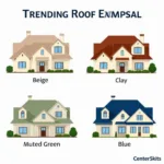 Trending Roof Colors for Resale: Examples of Earth Tones and Muted Shades of Green and Blue on Homes