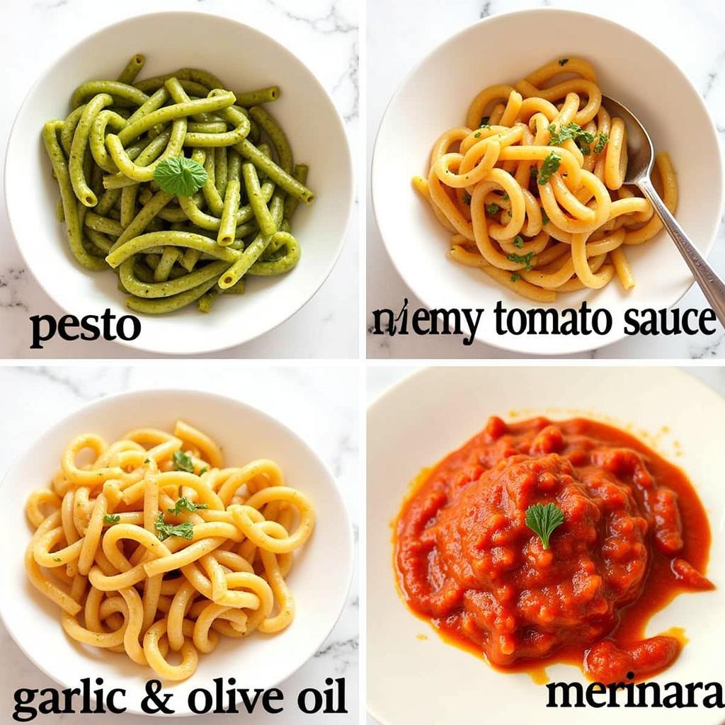 Delicious Tri-Color Pasta Dishes with Various Sauces