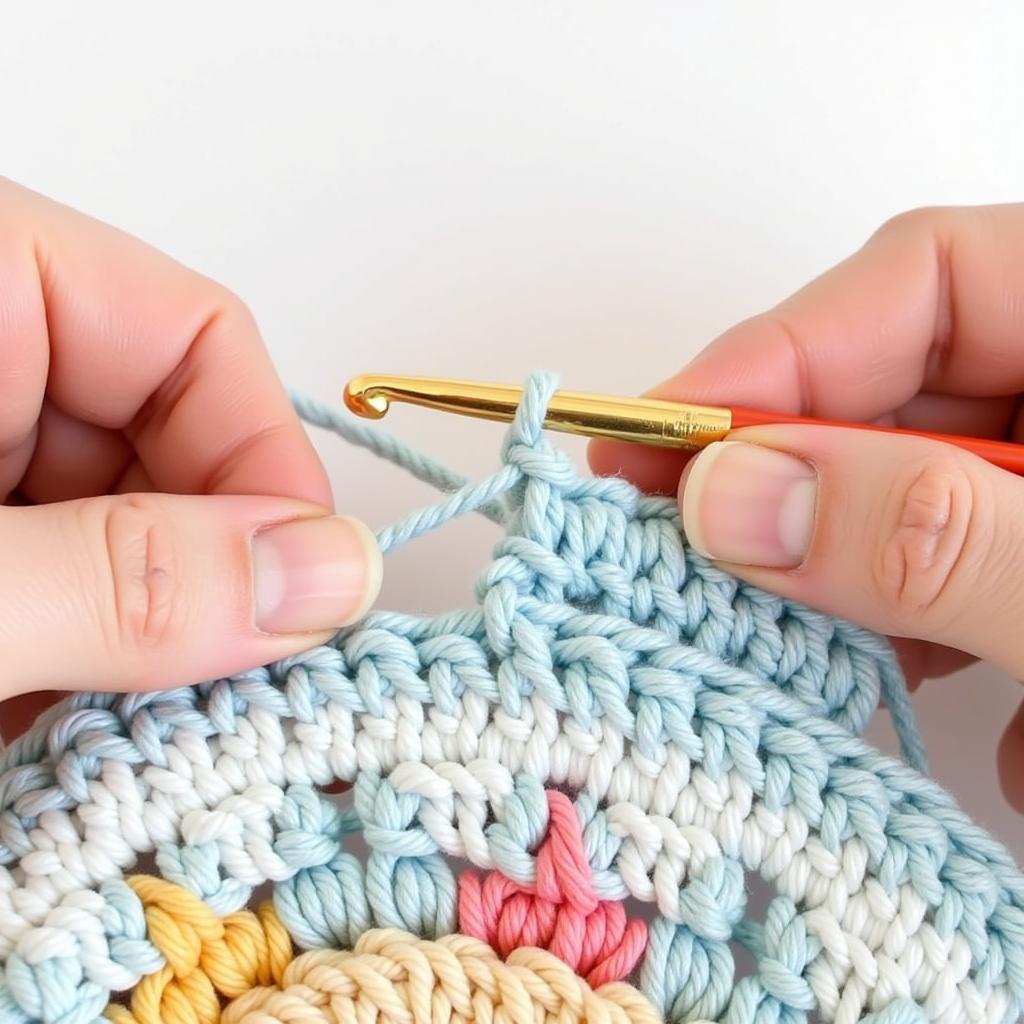 Two-Color Tapestry Crochet Technique in Action