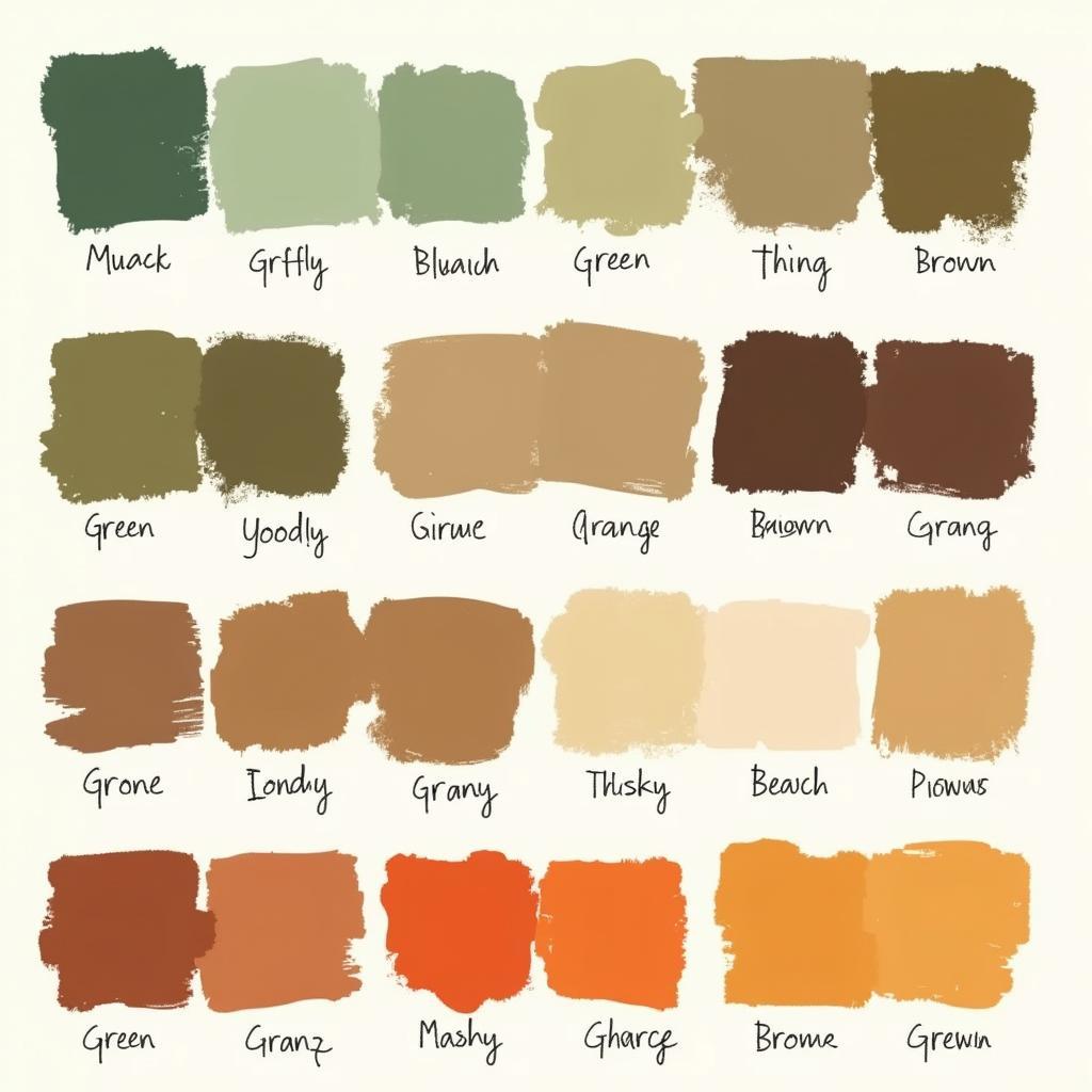 Different Shades of Brown Created from Green and Orange Mix