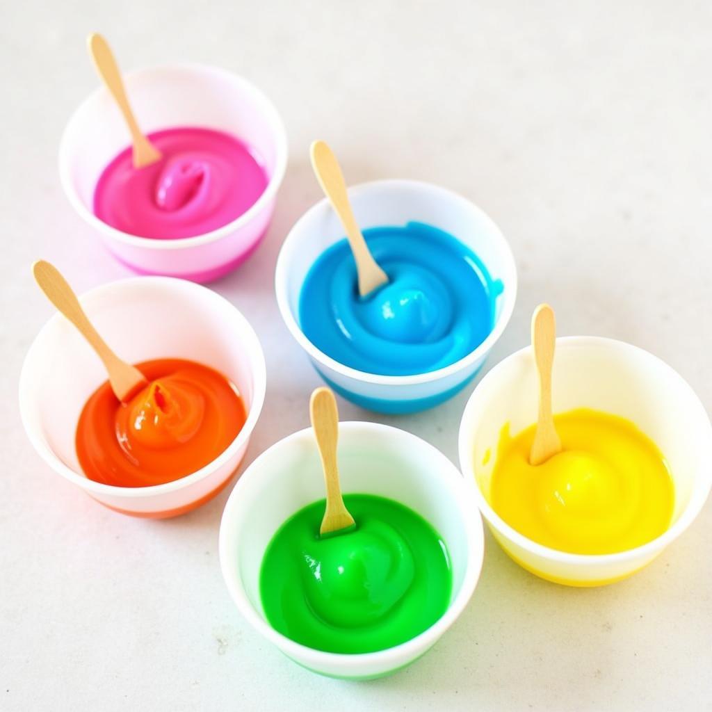 Different shades of candy melts achieved using gel food coloring