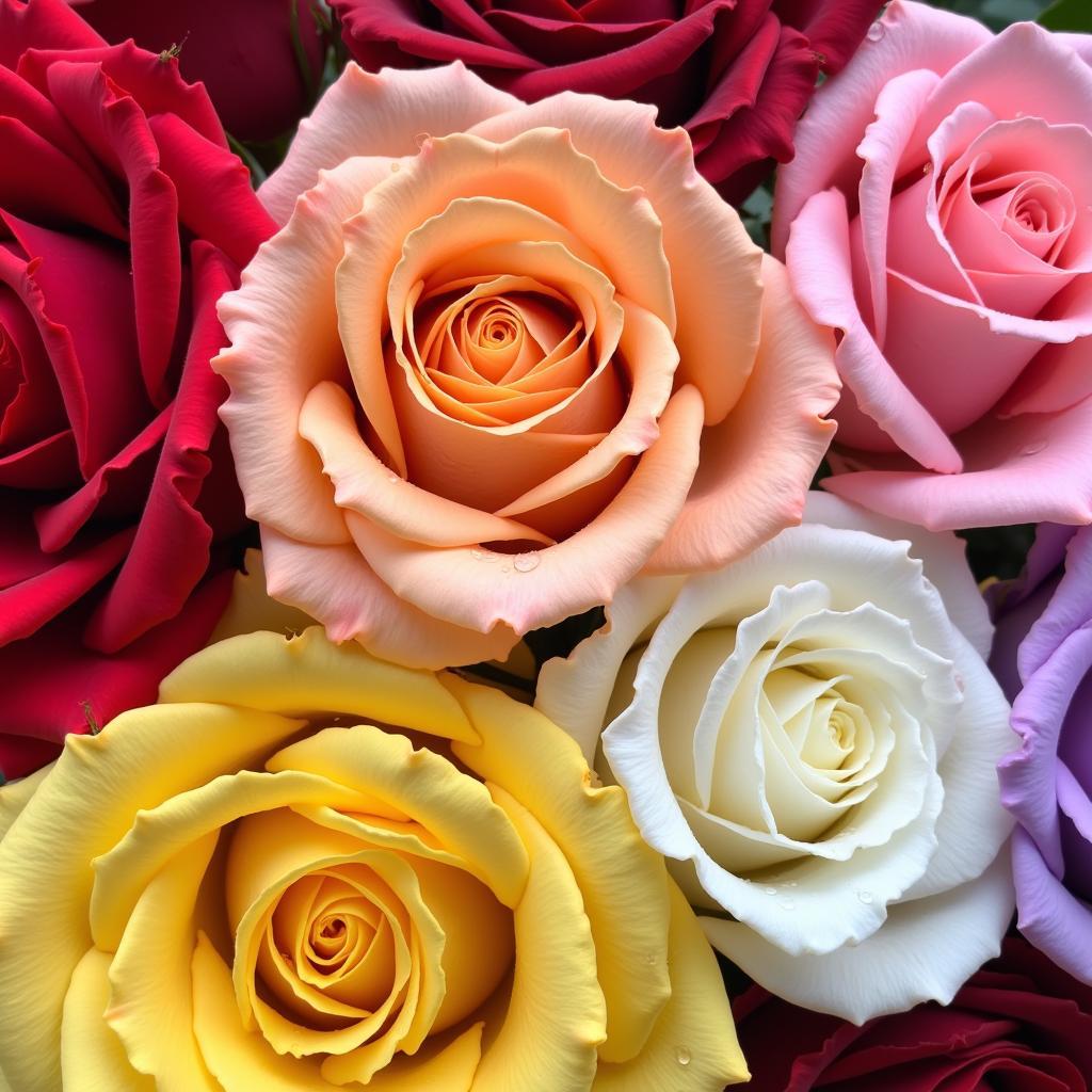 A Bouquet of Various Colored Roses for Valentine's Day