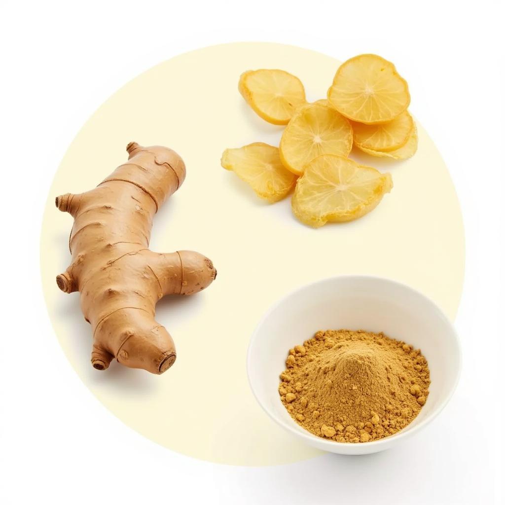 Various Forms of Ginger: Fresh, Dried, and Powdered