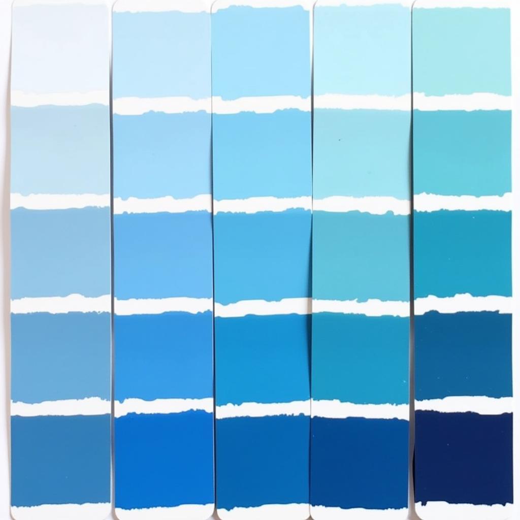 Various Shades of Blue Paint Chips