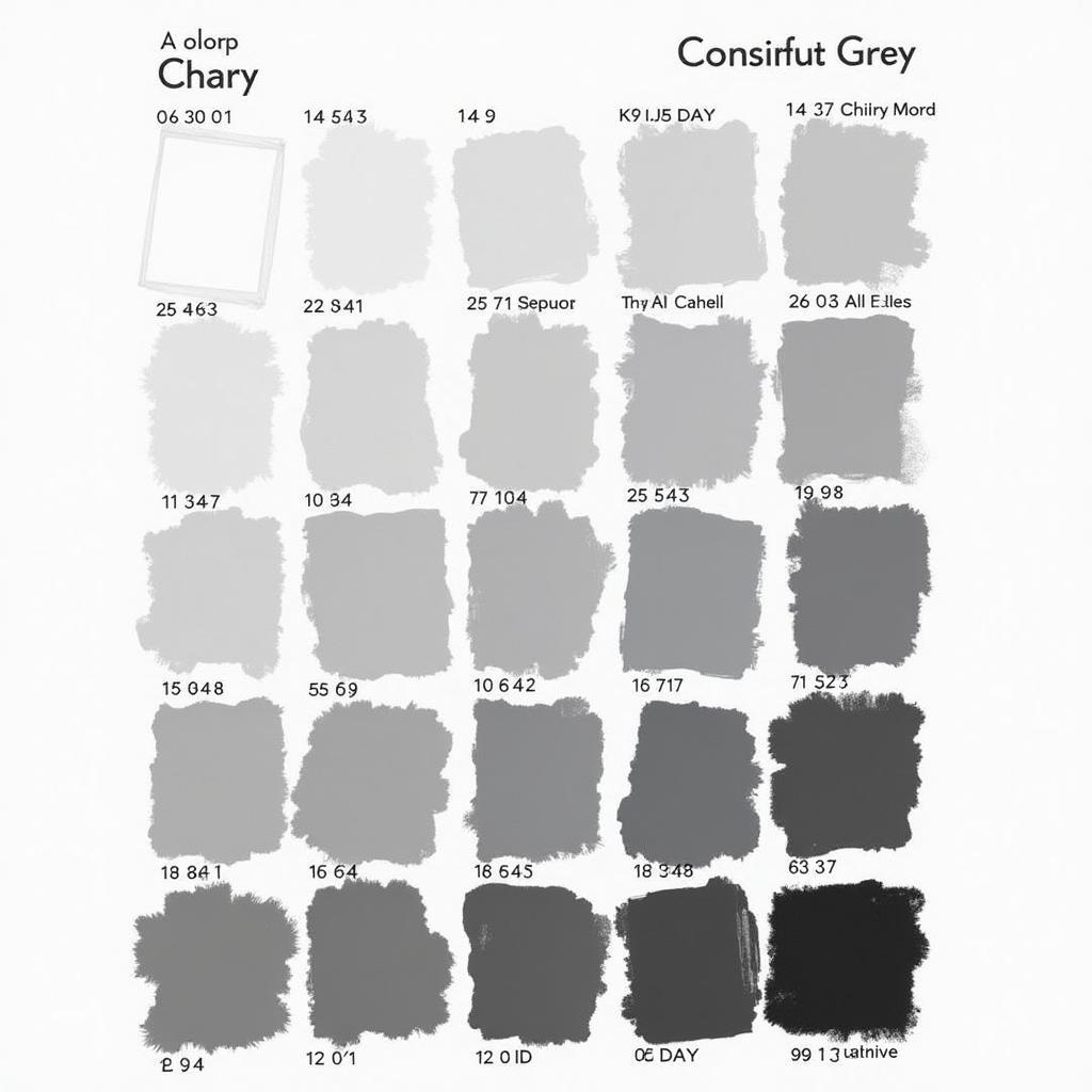 Various Shades of Grey Color Chart