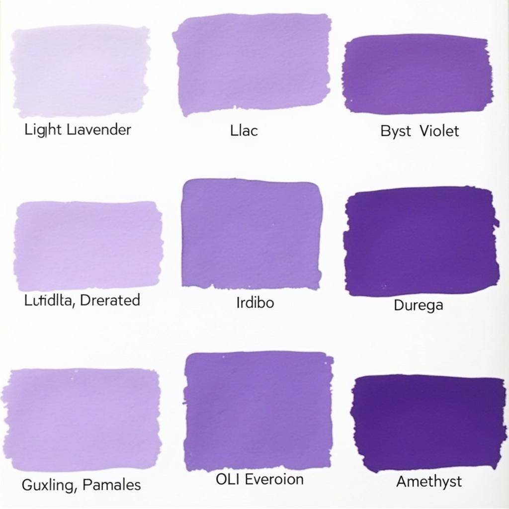 Different Shades of Purple Paint Swatches