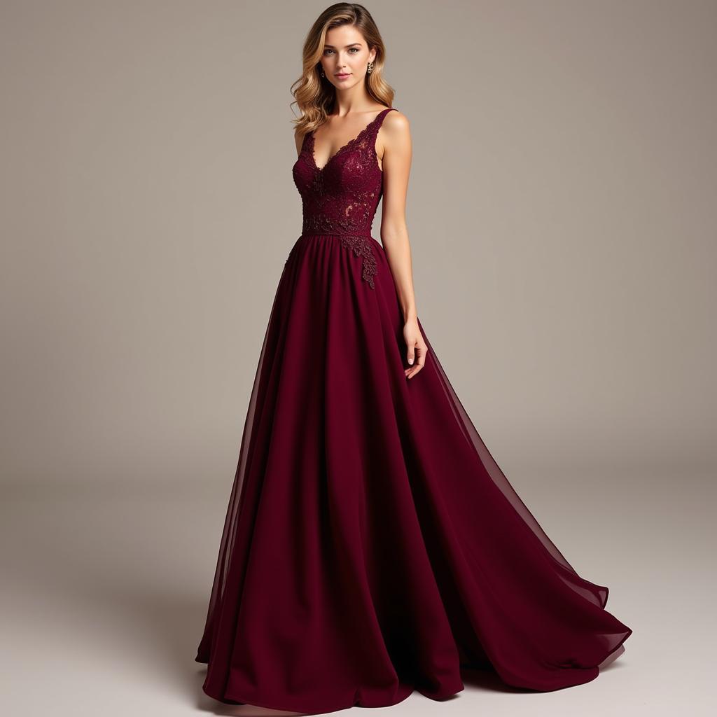 Vino Color Dress Fashion