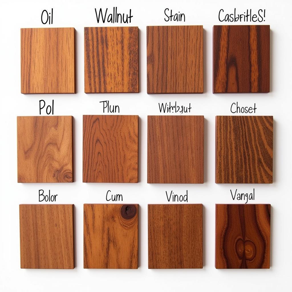 Various Finishes on Walnut Wood Samples