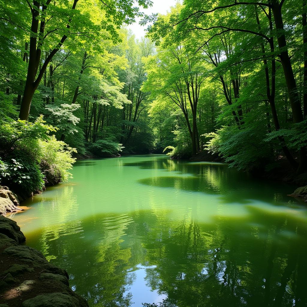 Lake water appearing green