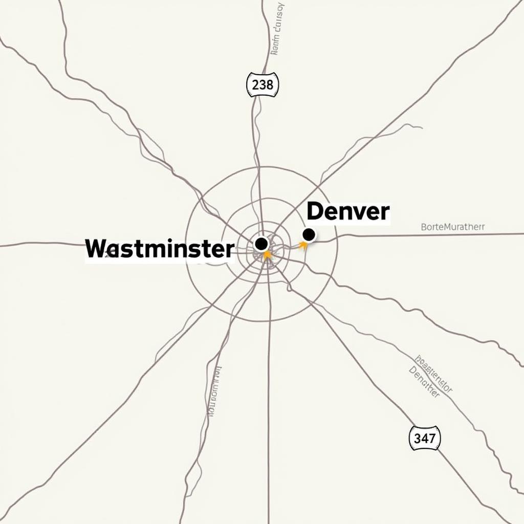 Westminster to Denver Map