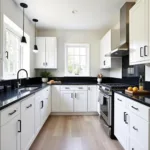 White Cabinets with Black Granite Countertops