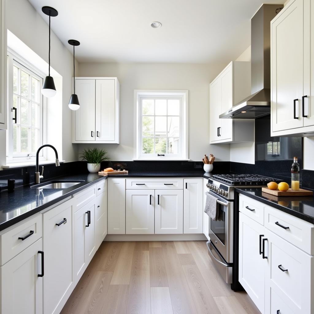 White Cabinets with Black Granite Countertops