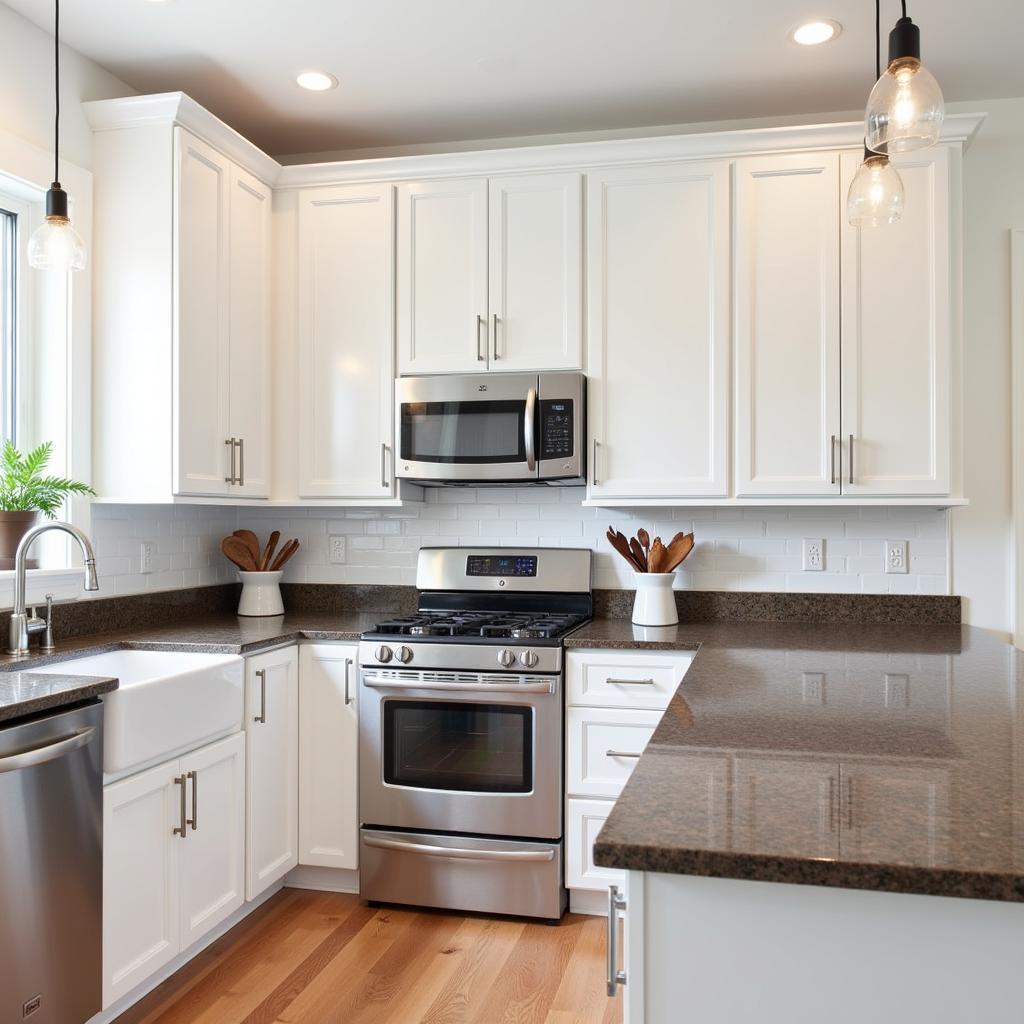 White Cabinets with Brown Countertops: A Classic Kitchen Design