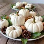 White Pumpkins in a Fall Arrangement