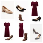 Wine Dress with Neutral Shoes