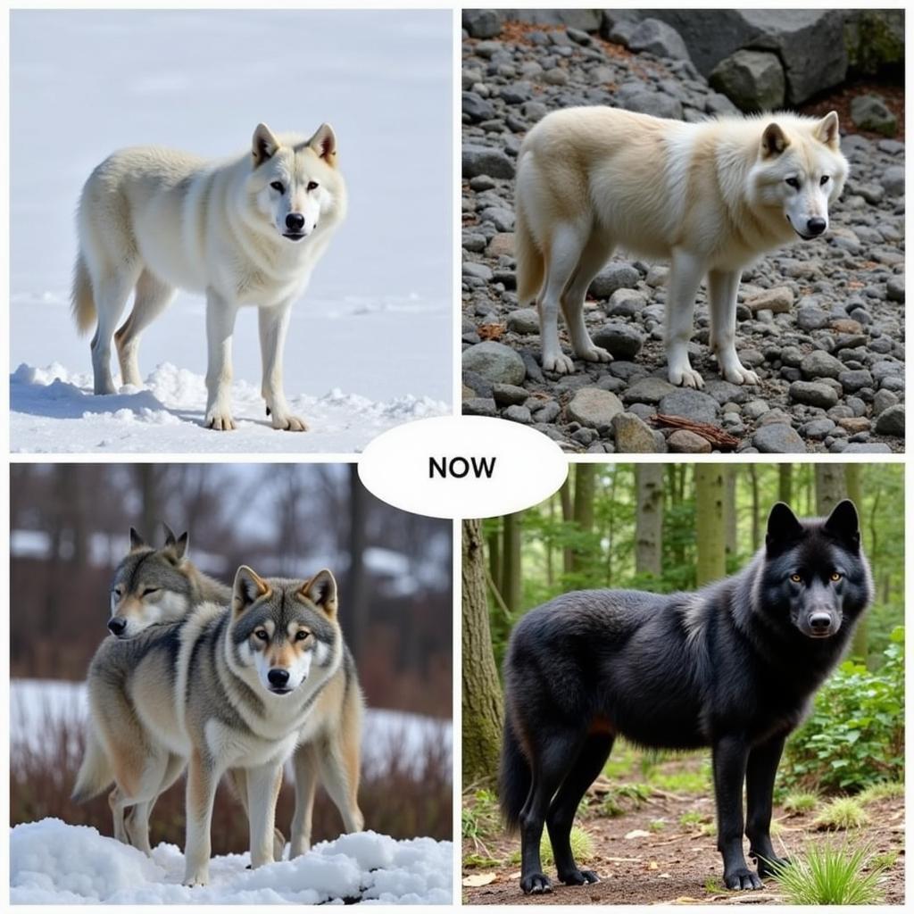 Wolf coat color variations in different habitats