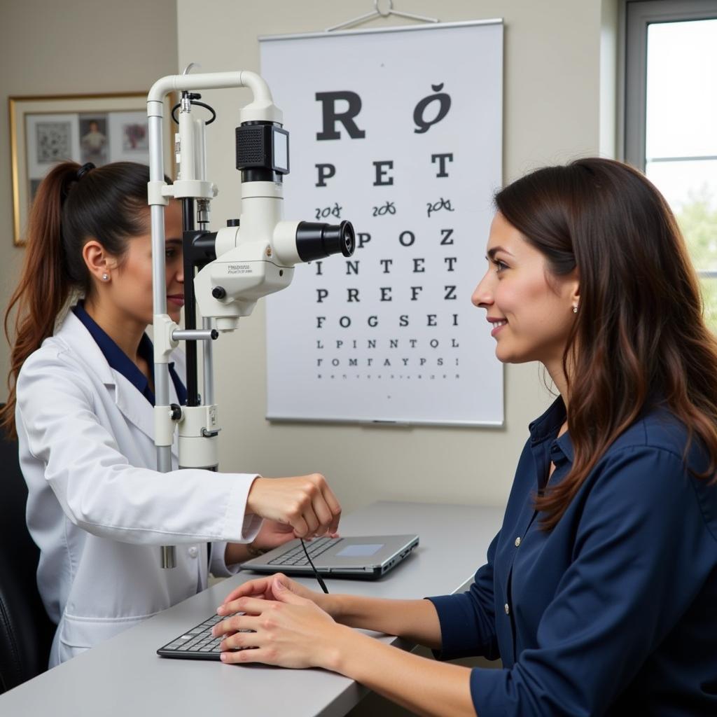 Woman Getting Eye Exam for Colored Contacts