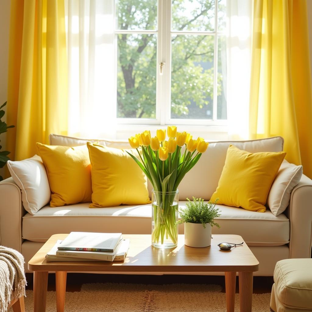 Yellow accents in a spring-themed home