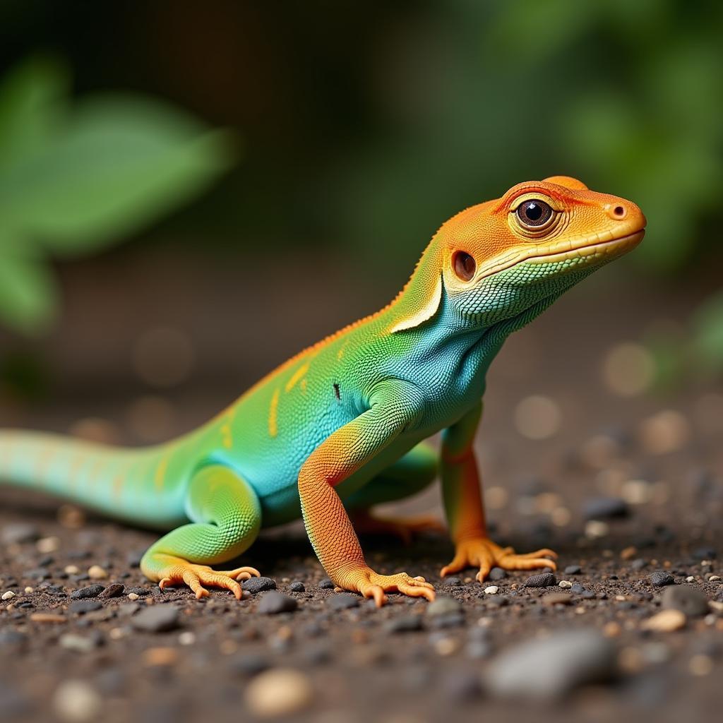 Anole Lizard Color Change Display