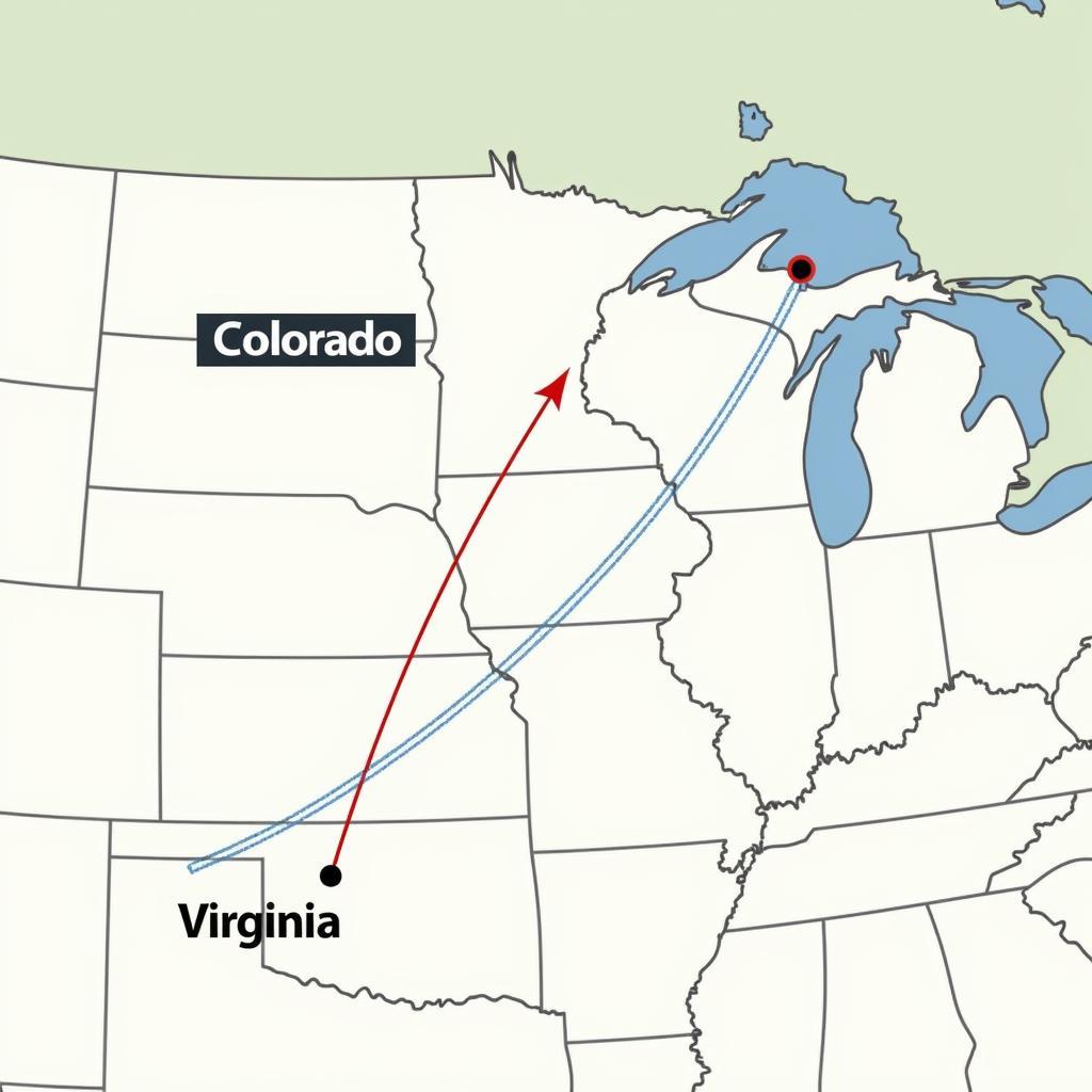 Colorado to Virginia Flight Path