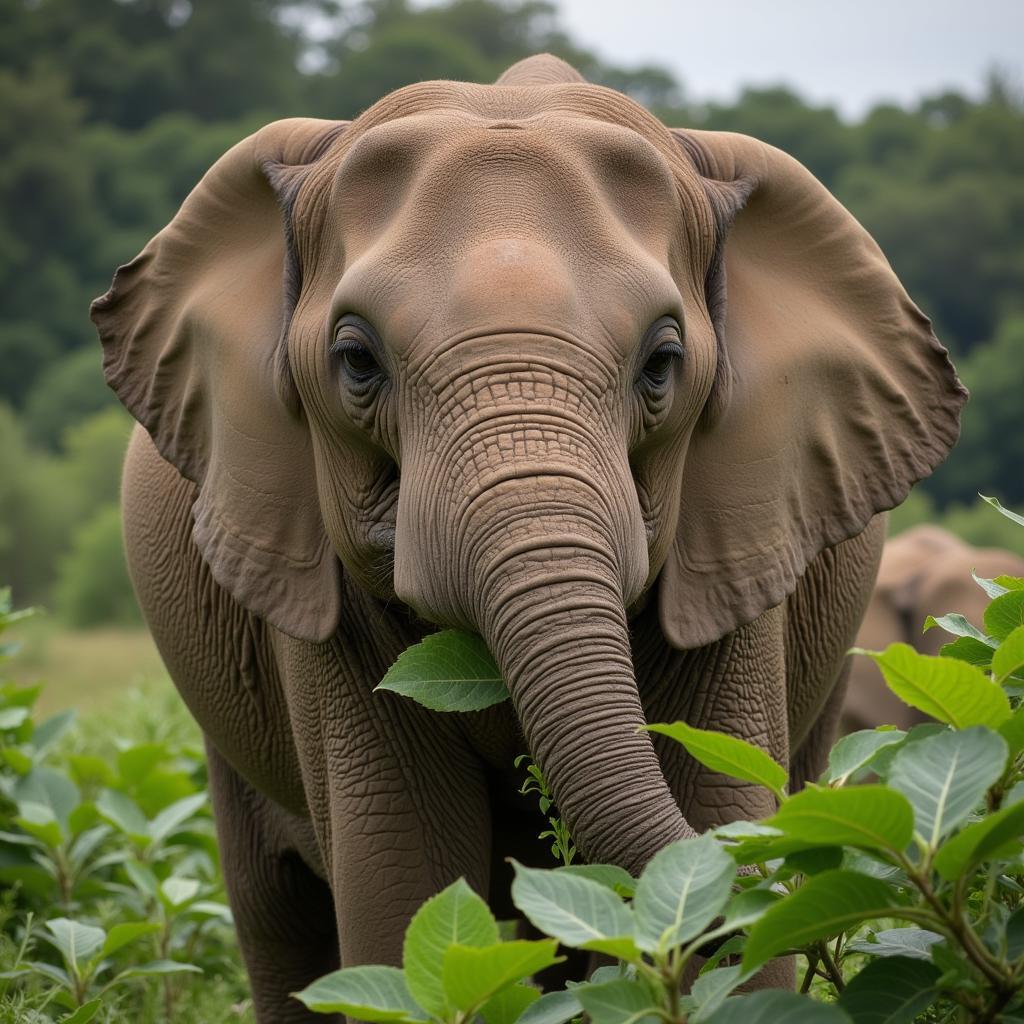 Elephant Using Trunk