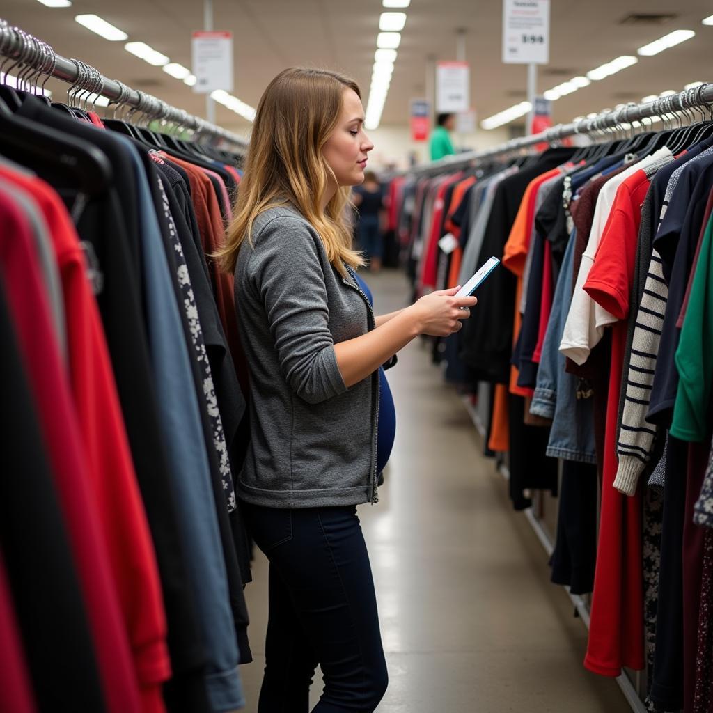 Goodwill Shopper Checking Color Tags
