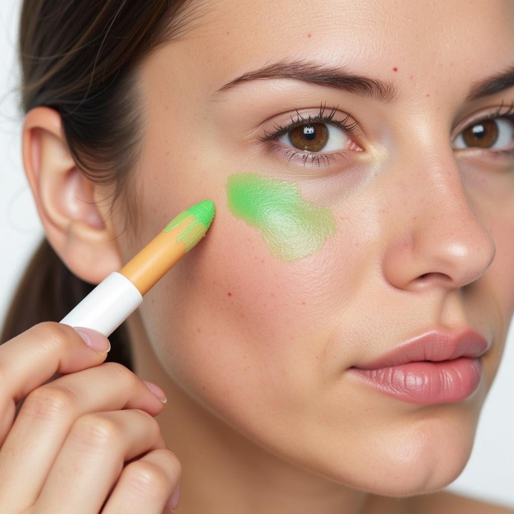 Green Concealer Covering Red Spots