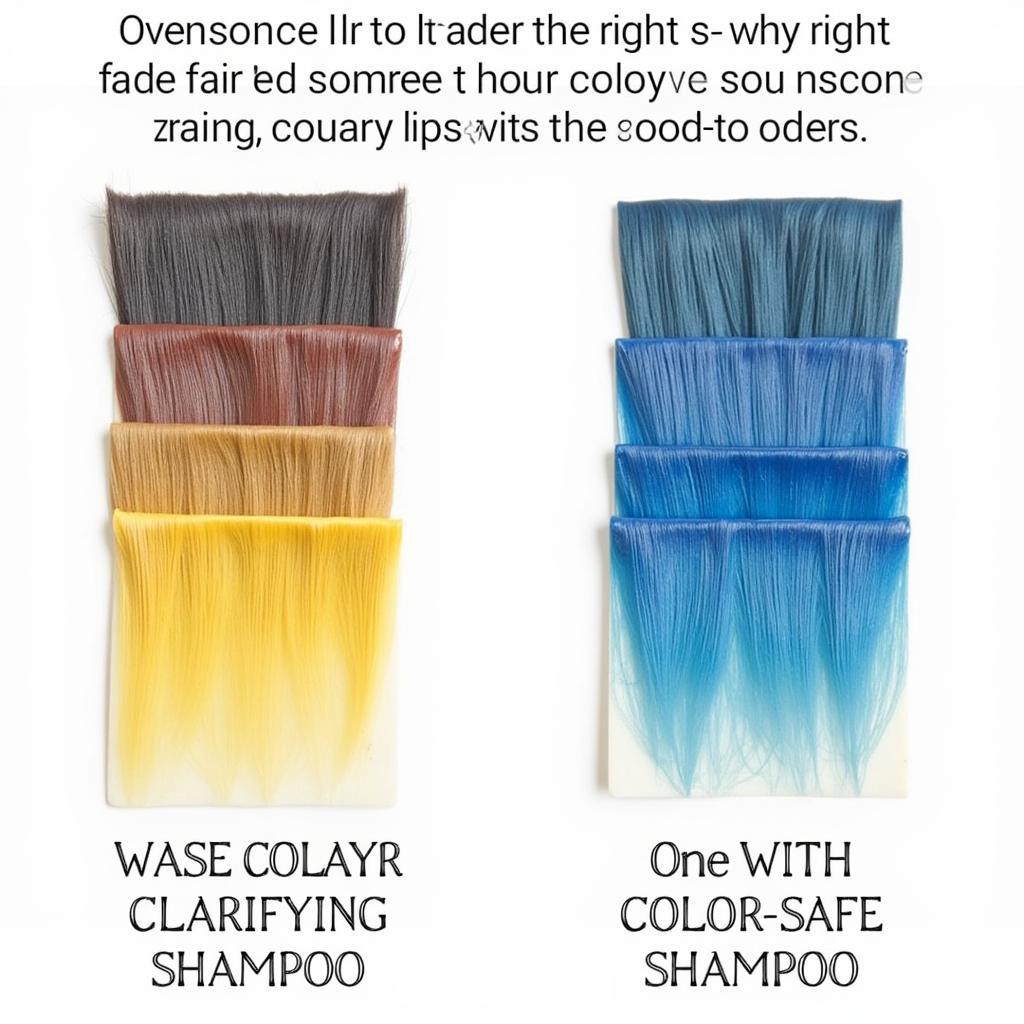 Hair Washing and Food Coloring: Depicts the difference in color vibrancy after several washes with clarifying shampoo versus color-safe shampoo.