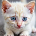 Kitten with blue eyes undergoing color change