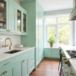 Mint Green Kitchen with Gold Accents