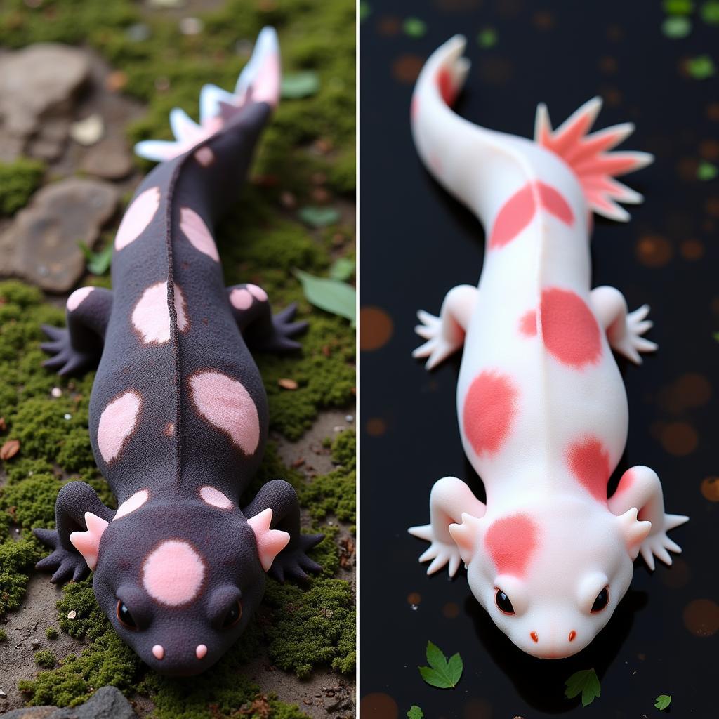 Rare Axolotl Morphs: Mosaic and Piebald