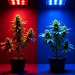 Red and blue light spectrum influencing plant growth